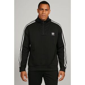 Adidas Men’s M Quarter Zip Track Top Black 3-Stripes Trefoil Funnel Neck Retro